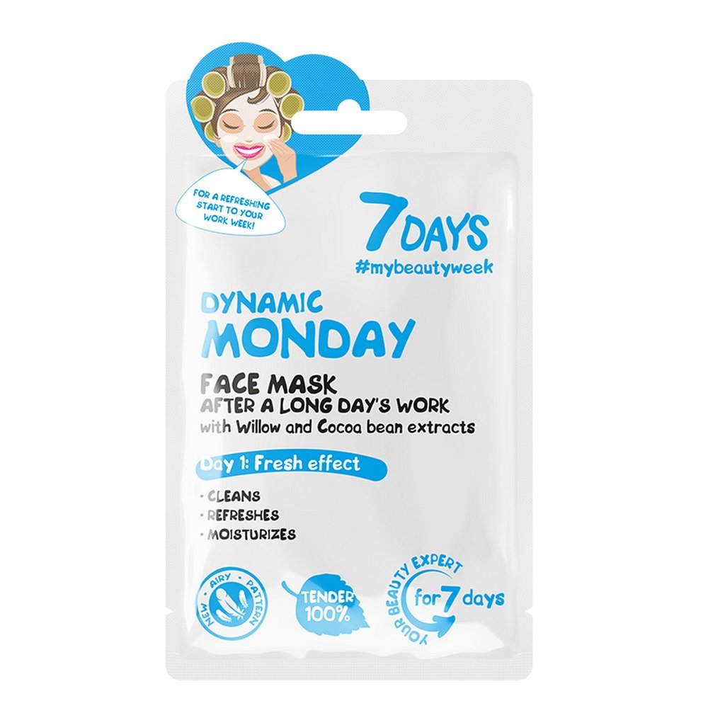 7Days Dynamic Monday Sheet Mask Μάσκα Προσώπου με Ιτιά & Κακάο, 28g