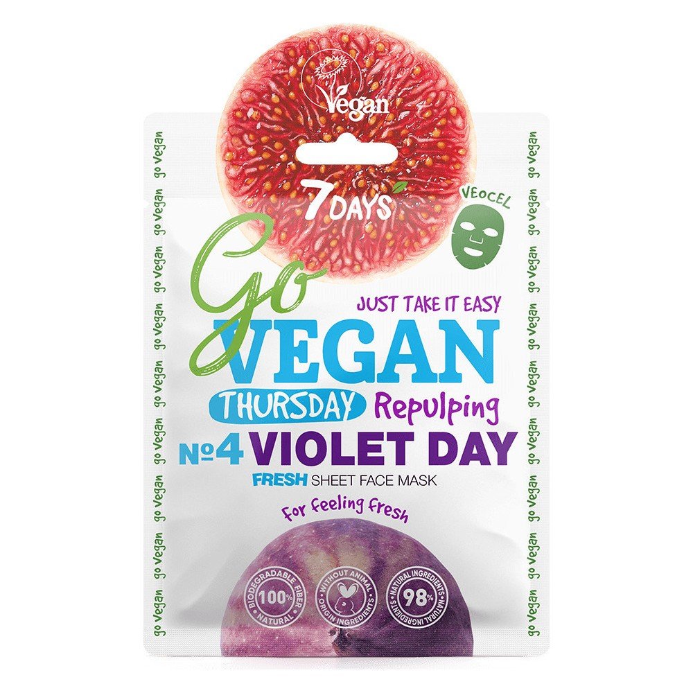 7Days Go Vegan Face Mask Violet Day For Feeling Fresh Μάσκα που Αναζωογονεί και Αποκαθιστά την Eλαστικότητα του Δέρματος, 25gr