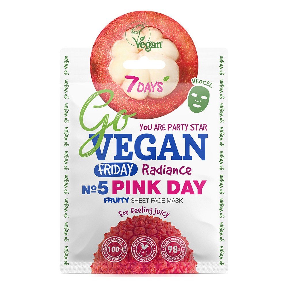7Days Go Vegan Face Mask Pink Day Μάσκα για Λάμψη, Τόνωση & Φρεσκάδα, 25g