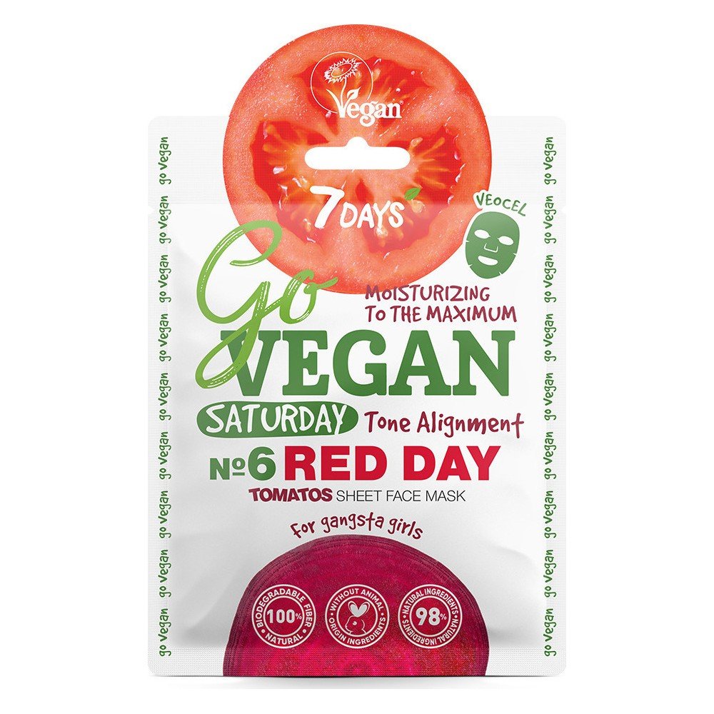 7Days Go Vegan Face Mask Red Day Μάσκα Ενυδάτωσης για Ελαστικότητα & Λάμψη, 25g