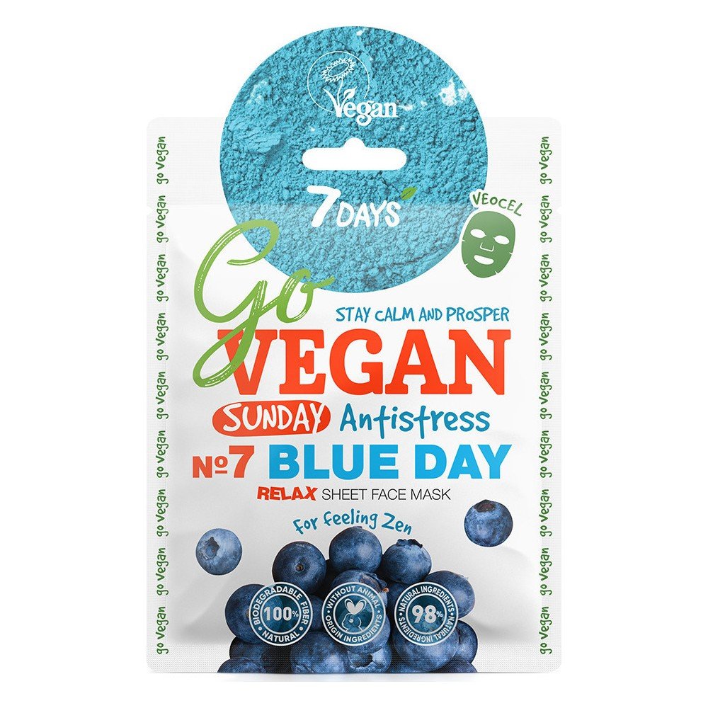 7Days Go Vegan Face Mask Blue Day Μάσκα Αποτοξίνωσης για Επαναφορά της Ελαστικότητας του Δέρματος, 25g