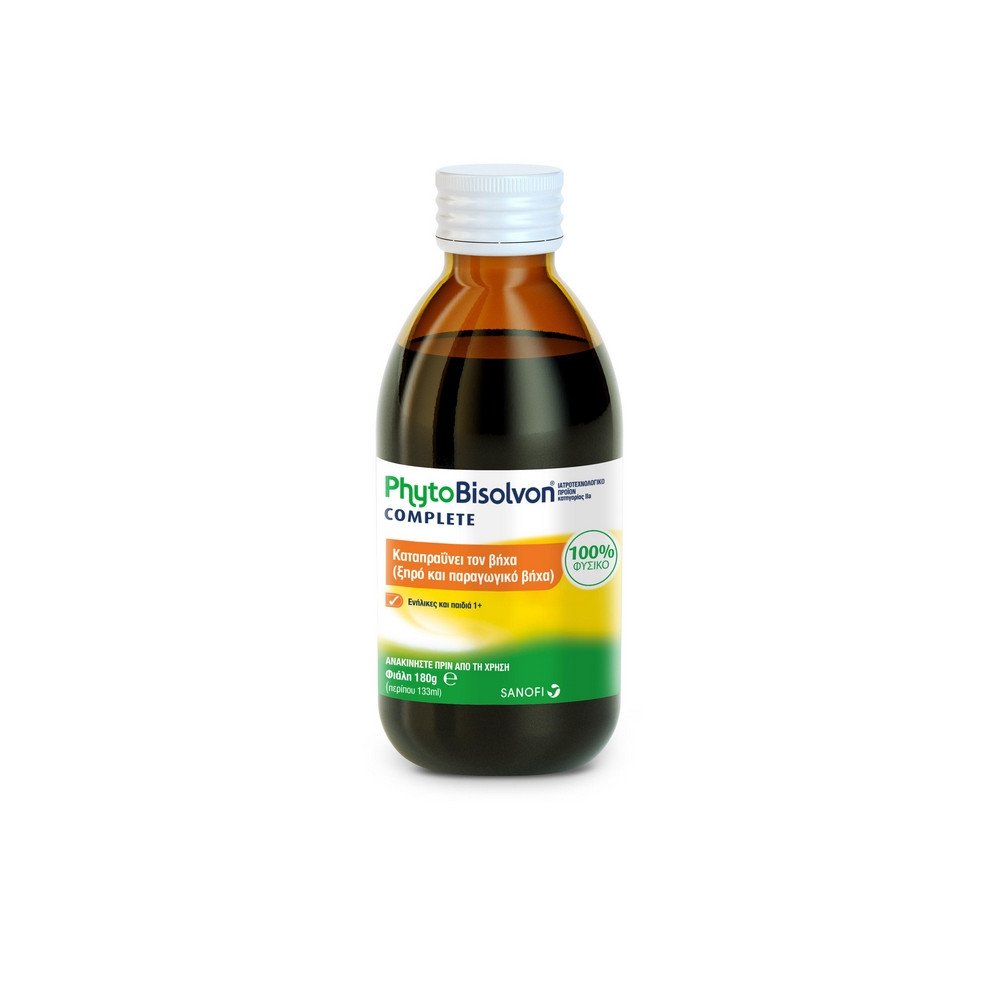 PhytoBisolvon Complete 100% Φυσικό Σιρόπι για Ξηρό & Παραγωγικό Βήχα Με Εκχυλίσματα από Πεντάνευρο, Θυμάρι και Μέλι, 133ml