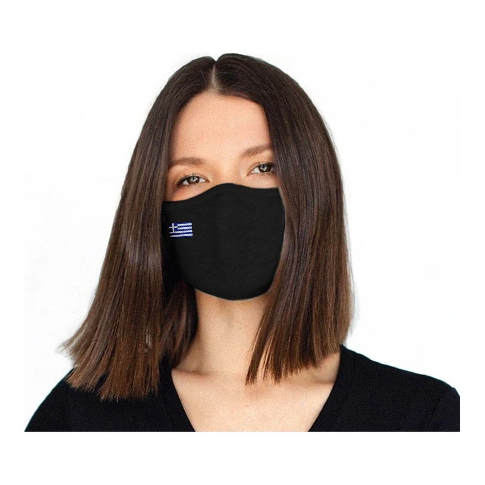 Μάσκα Προστασίας Υφασματίνη 100% Βαμβακερή ΜΑΥΡΗ - ΕΛΛΗΝΙΚΗ ΣΗΜΑΙΑ
