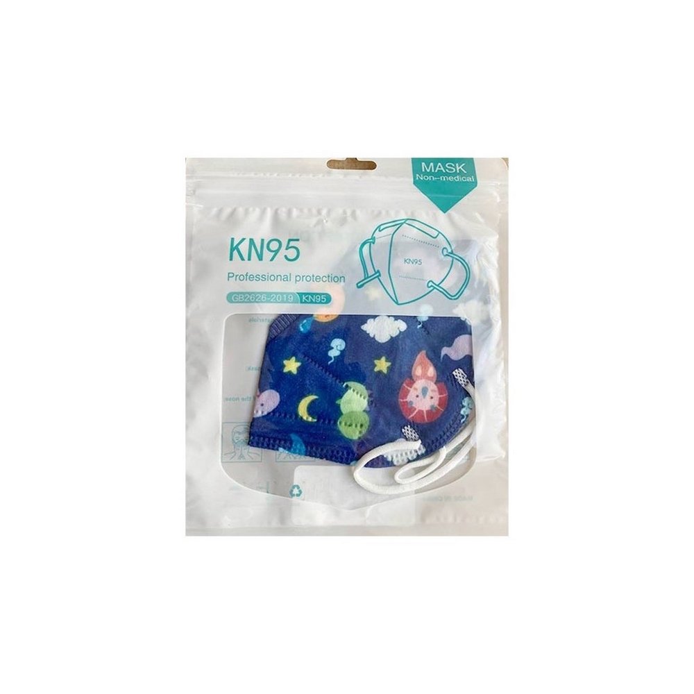 Παιδική Μάσκα Προστασίας KN95 Μπλε με Ζωάκια, 1τμχ