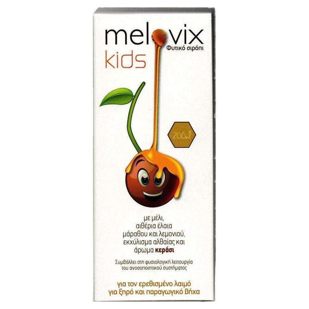 Sja Pharm Melovix Kids Παιδικό φυτικό σιρόπι για τον ερεθισμένο λαιμό, για ξηρό και παραγωγικό βήχα, 200ml