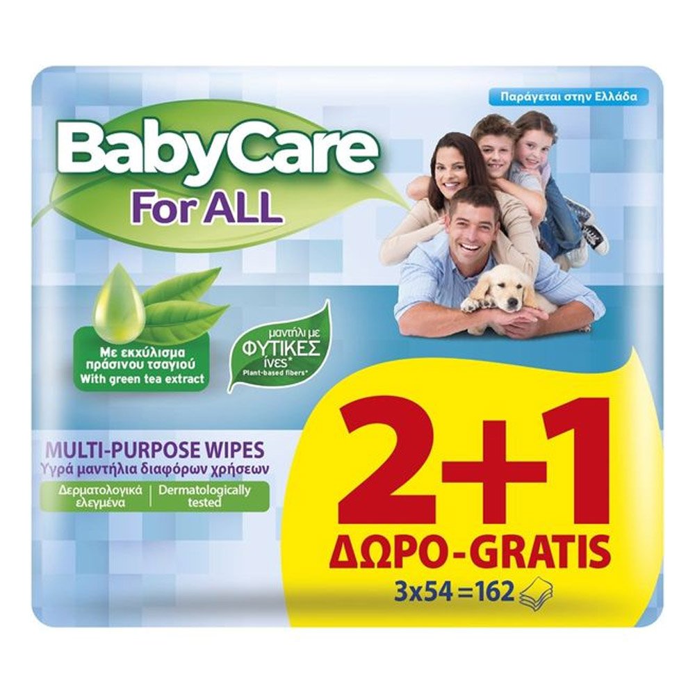 BabyCare For All Μωρομάντηλα Χωρίς Οινόπνευμα & Parabens, 162τμχ