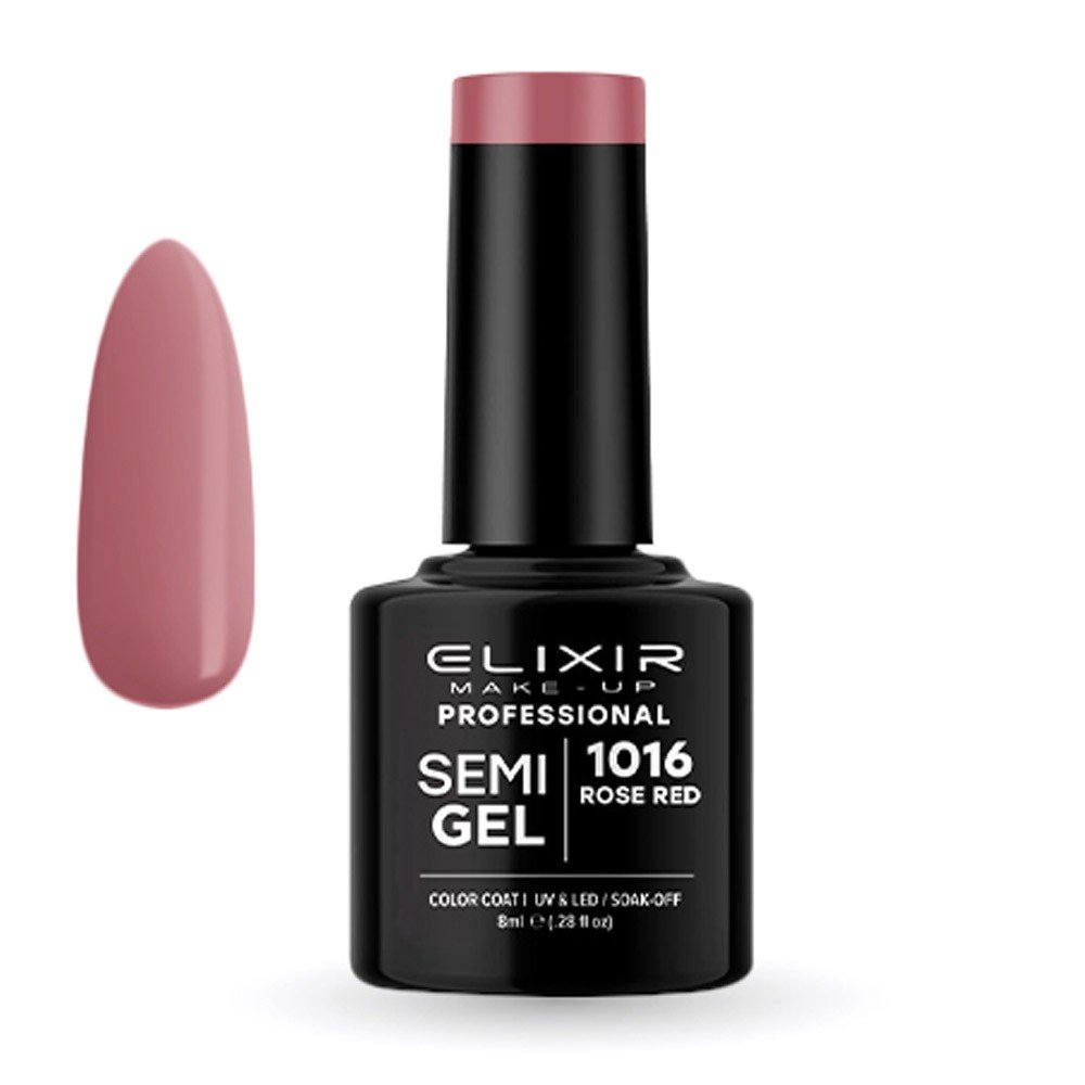 Elixir Make-up Semi Gel Ημιμόνιμο Επαγγελματικό Βερνίκι Νυχιών Νο1016 Rose Red, 8ml