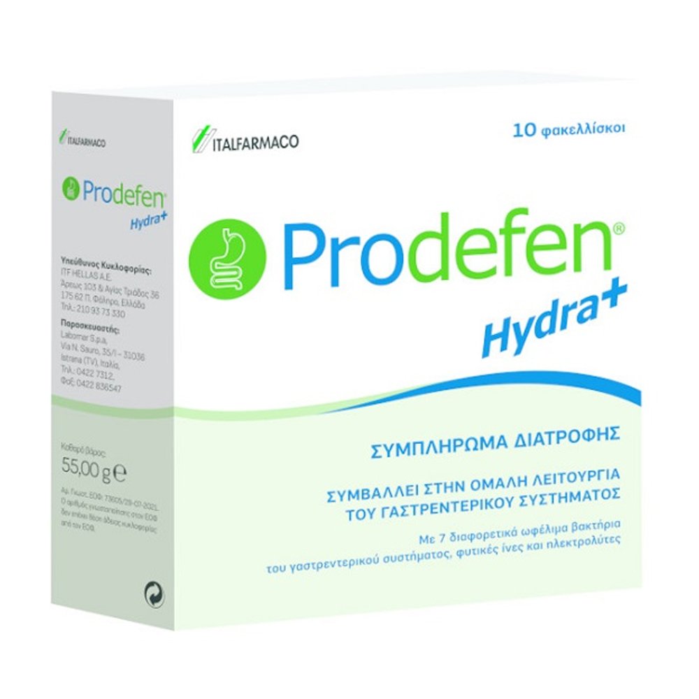 ITF Prodefen Hydra+ Συμπλήρωμα Διατροφής Κατάλληλο Για Την Ομαλή Λειτουργία Του Γαστρεντερικού Συστήματος, 10φακελίσκοι