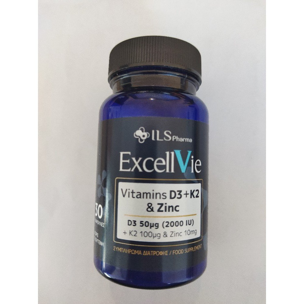 Ils Pharma Excellvie Vitamin D3+Κ2+Zinc 2000iu Συμπλήρωμα Διατροφής, 30caps