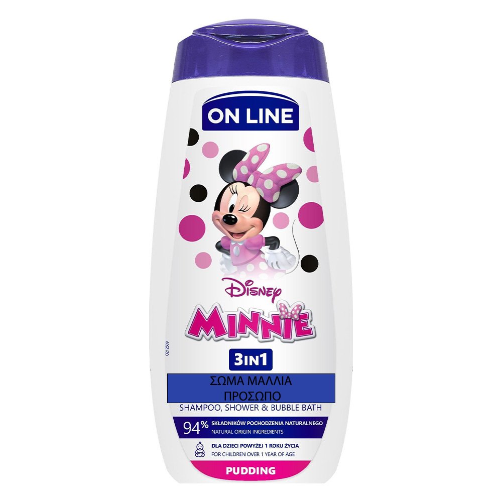  On Line Minnie Shampoo & Gel 3 in1 Pudding Ενυδατικό Αφρόλουτρο, 400ml