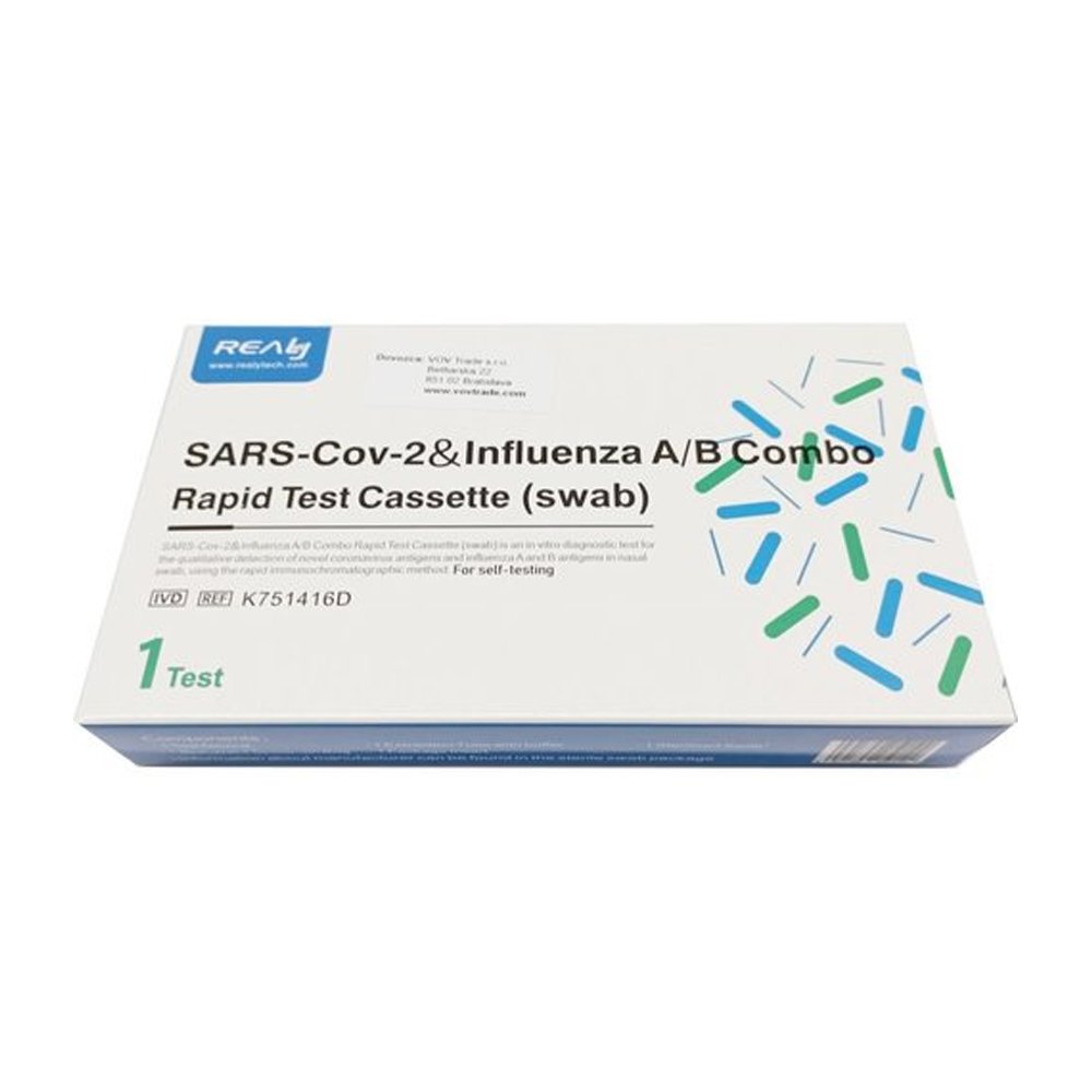 Realy SARS-Cov-2 & Influenza A & B Combo Rapid Test,Διπλό Τεστ Κορωνοιού και Γρίπης, 1τμχ