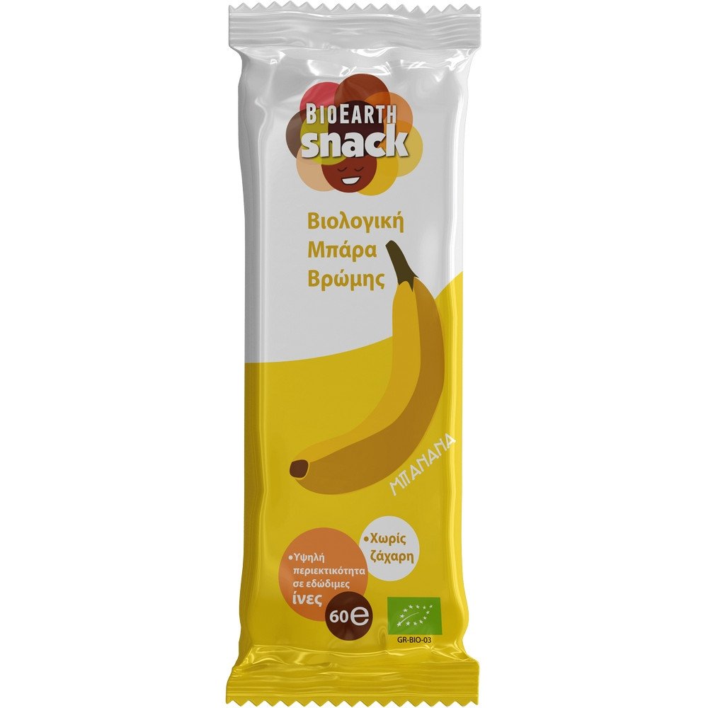 Bioearth Snack Choco Banana Μπάρα Βρώμης Κακάο-Μπανάνα & Μέλι, 60g