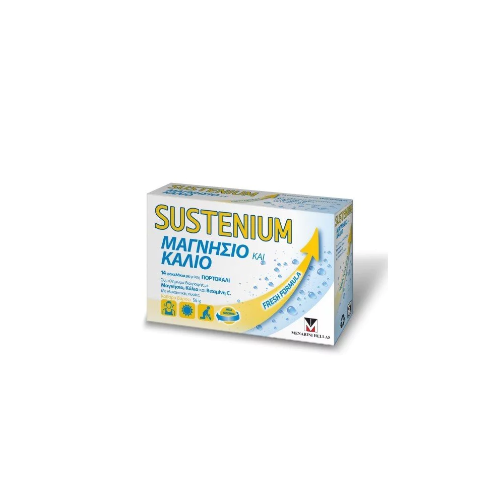 Menarini Sustenium Μαγνήσιο & Κάλιο με Γεύση Πορτοκάλι 14 Φακελάκια των 4g Menarini Sustenium Μαγνήσιο & Κάλιο με Γεύση Πορτοκάλι 14 Φακελάκια των 4g