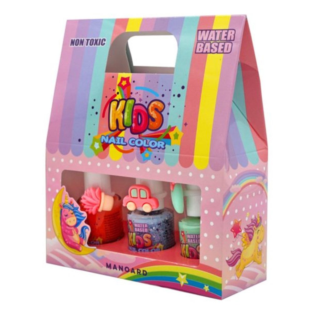 Kids Nail Color Manoard Σετ με Παιδικά Βερνίκια Ροζ, 3x9ml