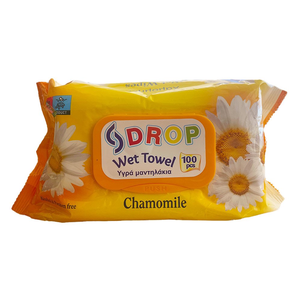 Drop Wet Towel Chamomile Υγρά Μαντηλάκια Χαμομήλι,100τμχ