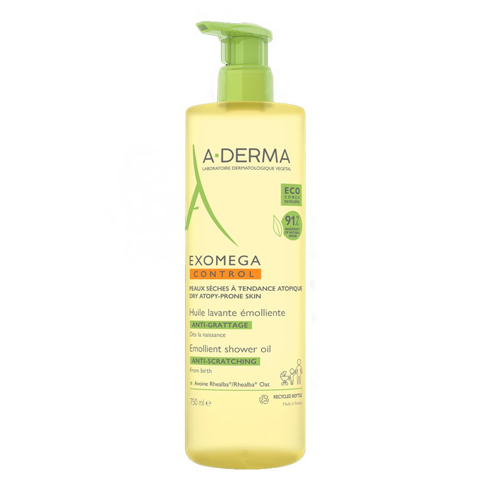 A-Derma Exomega Control Emollient Shower Oil Anti-Scratching Μαλακτικό Έλαιο Καθαρισμού Κατά του Αισθήματος Κνησμού, 750ml