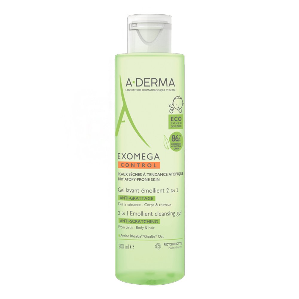 A-Derma Exomega Control Gel Μαλακτικό Ζελ Καθαρισμού 2 σε 1 Κατά του Αισθήματος Κνησμού, 200ml