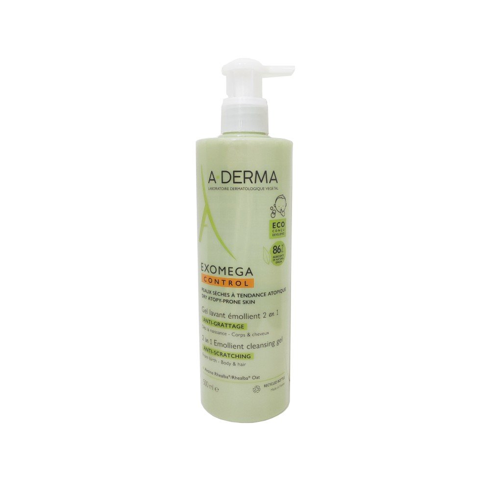 A-Derma Exomega Control Emollient Cleansing Gel 2 in 1 με Αντλία, 500ml