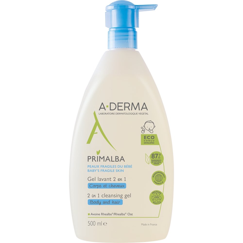 A-Derma Primalba Gel Καθαρισμού για το Ευαίσθητο Βρεφικό Δέρμα, 500ml