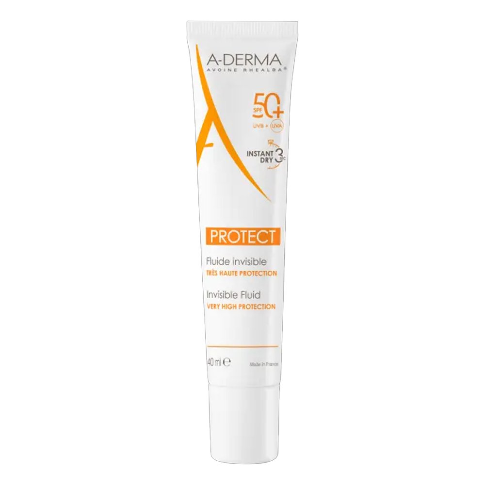 A-Derma Protect Fluide Invisible Λεπτόρευστη Aντηλιακή Κρέμα Προσώπου SPF50+, 40ml