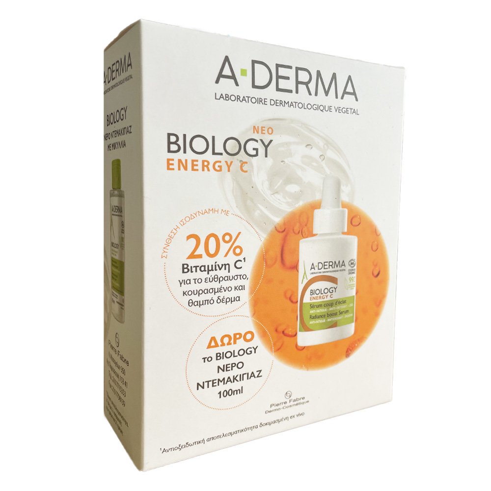 A-Derma Promo Biology Serum Ορός Ενίσχυσης Λάμψης 30ml & Δώρο Biology Νερό Ντεμακιγιάζ 100ml, 1 σετ