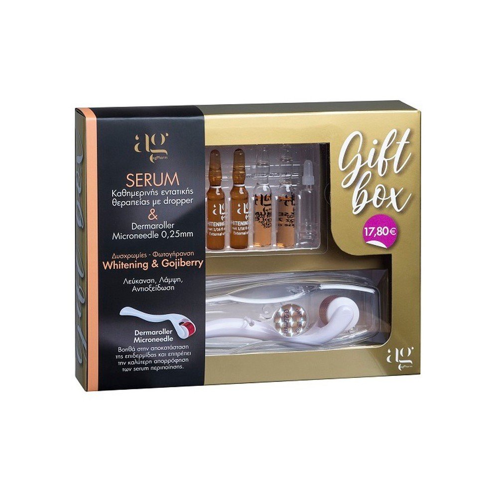 Ag Pharm Gift Box Whitening Serum 2ml 3τμχ, Gojiberry Serum 2ml 2τμχ & Derma Roller System 540 Needles DRS25 (0.25mm) 1τμχ