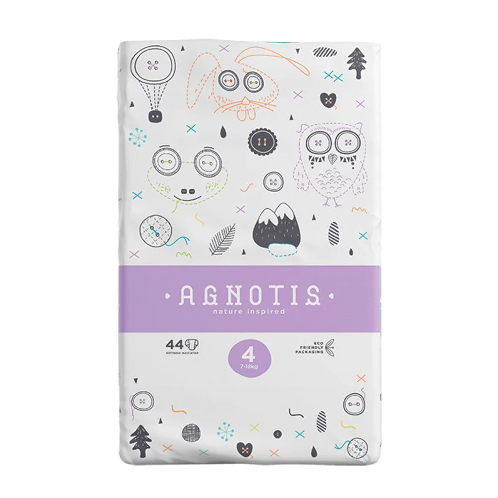 Agnotis Πάνες με Αυτοκόλλητο Baby Eco No.4 για 7-18kg, 44τμχ Agnotis Πάνες με Αυτοκόλλητο Baby Eco No.4 για 7-18kg, 44τμχ