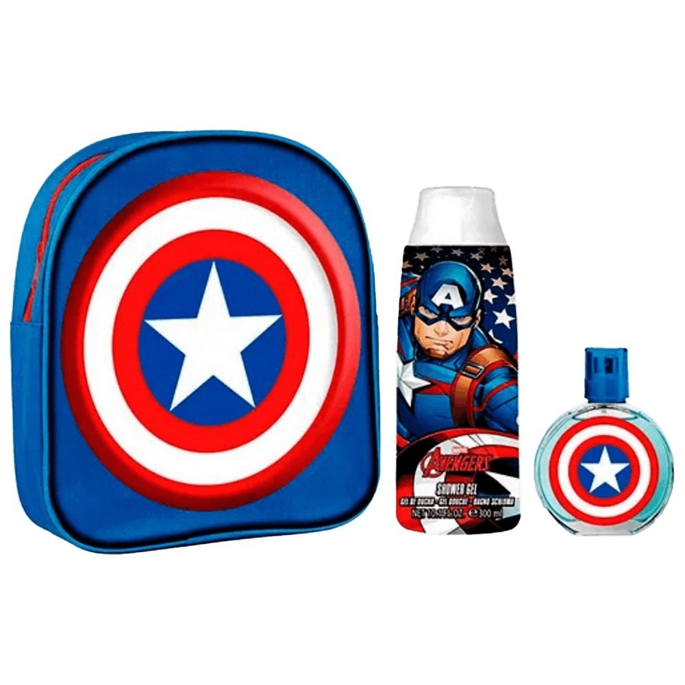 Air-Val International Set Captain America με Παιδικό Άρωμα, 50ml & Παιδικό Αφρόλουτρο, 300ml & Τσάντα Captain America, 1set	