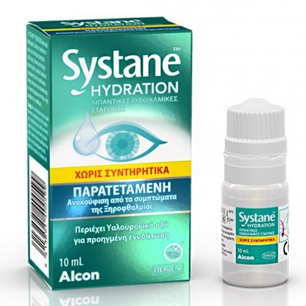 Systane Hydration Οφθαλμικές Σταγόνες με Υαλουρονικό Οξύ Χωρίς Συντηρητικά, 10ml