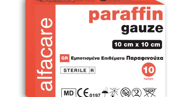 Alfacare Paraffin Gauze - Επιθέματα Παραφινούχα (30-540-070) 10cmX10cm, 10  τμχ