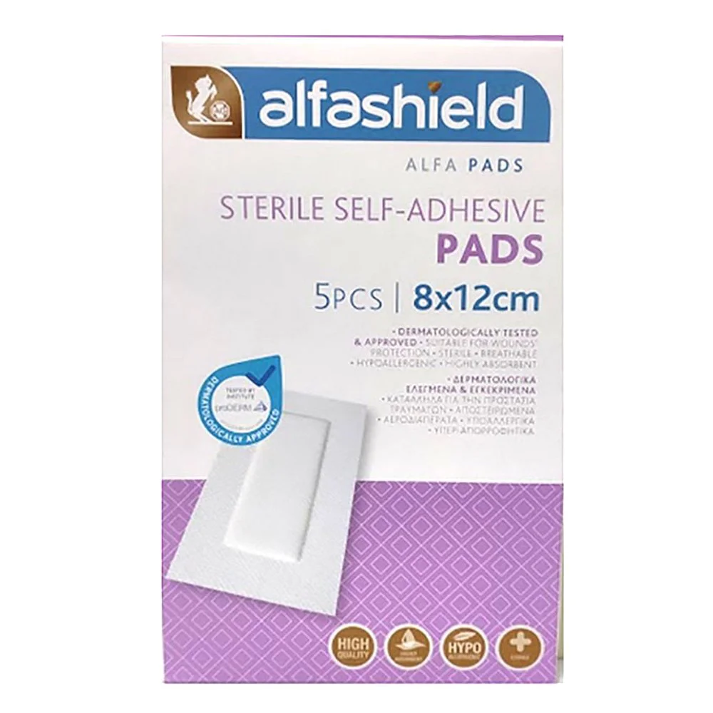 Alfashield Sterile Self-Adhesive Αποστειρωμένα Απορροφητικά Αυτοκόλλητα Επιθέματα 8x12cm, 5τμχ Alfashield Sterile Self-Adhesive Αποστειρωμένα Απορροφητικά Αυτοκόλλητα Επιθέματα 8x12cm, 5τμχ
