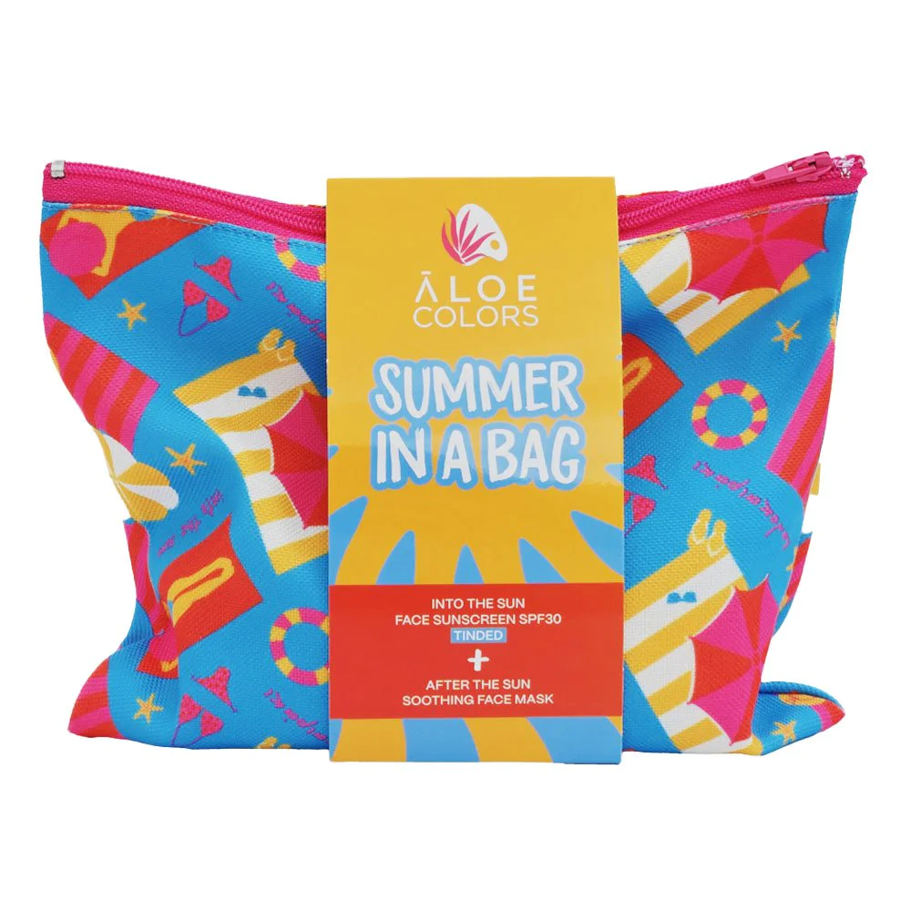 Aloe Colors Into The Sun Cosmetic Bag SPF30 Tinted Αντηλιακό Προσώπου με Χρώμα & After the Sun Soothing Leave-On Face Mask 50ml, 1σετ Aloe Colors Into The Sun Cosmetic Bag SPF30 Tinted Αντηλιακό Προσώπου με Χρώμα & After the Sun Soothing Leave-On Face Mask 50ml, 1σετ