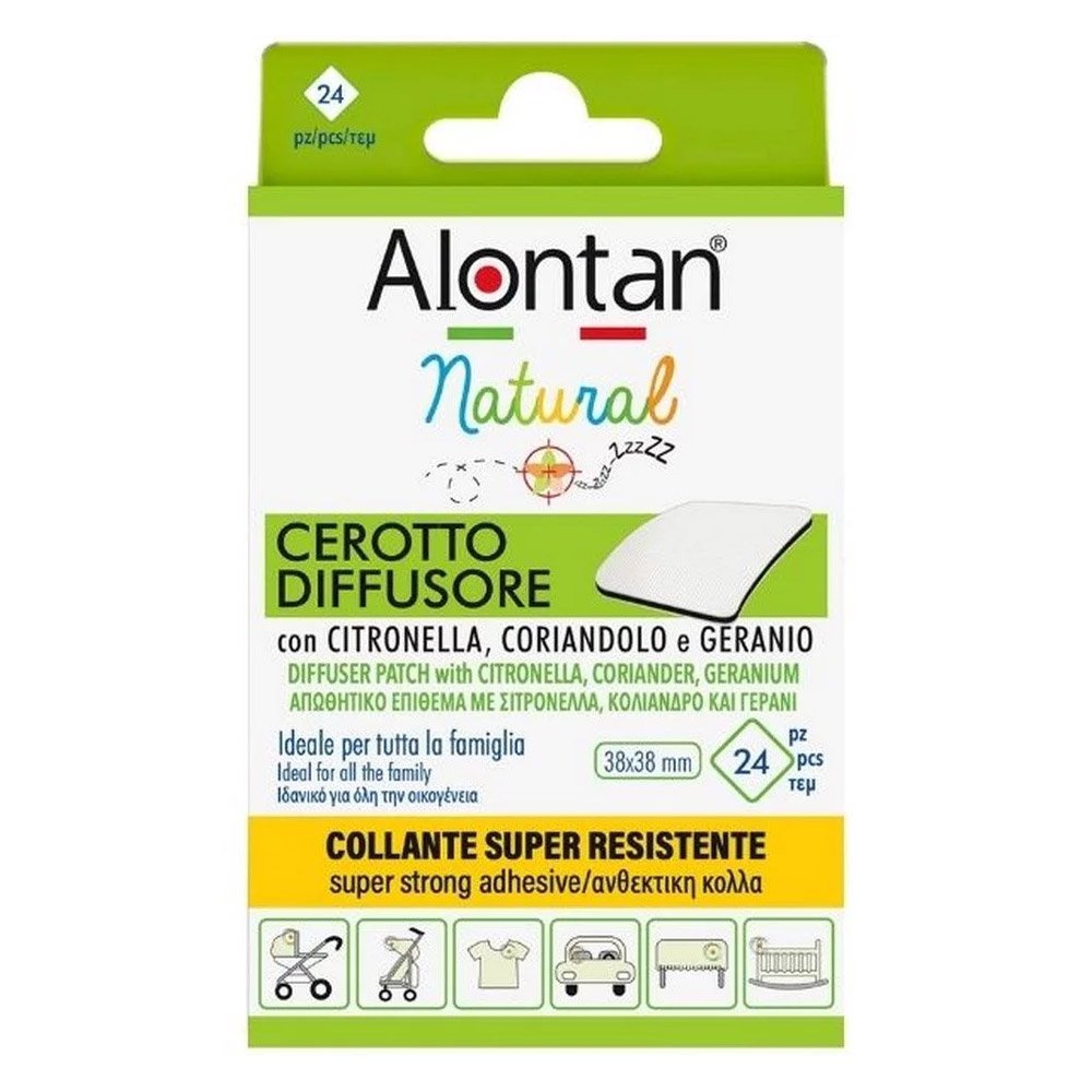 Alontan Natural Αυτοκόλλητα Αντικουνουπικά Εντομοαπωθητικά Τσιρότα 38x38mm, 24τμχ