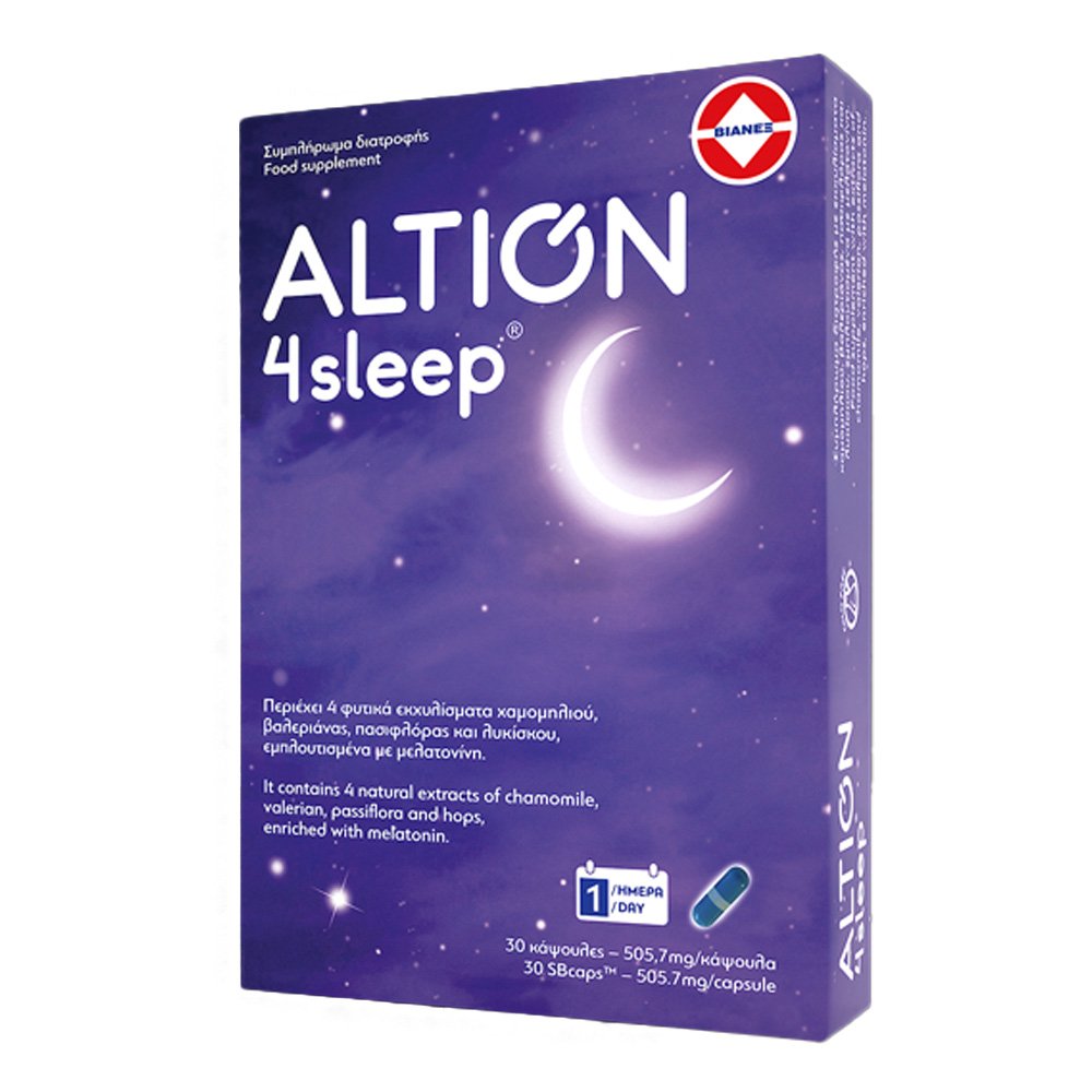 Altion 4sleep Συμβάλλει στην Βελτίωση της Ποιότητας του Ύπνου Αϋπνία, 30caps