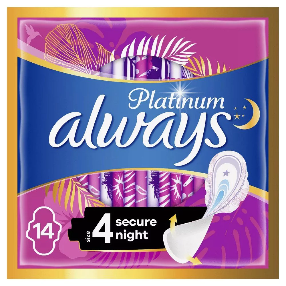 Always Platinum Secure Night Σερβιέτες No4 Με Φτερά, 56τμχ Always Platinum Secure Night Σερβιέτες No4 Με Φτερά, 56τμχ