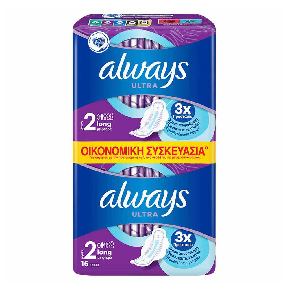 Always Ultra Long Σερβιέτες Με Φτερά No2, 16 τμχ Always Ultra Long Σερβιέτες Με Φτερά No2, 16 τμχ