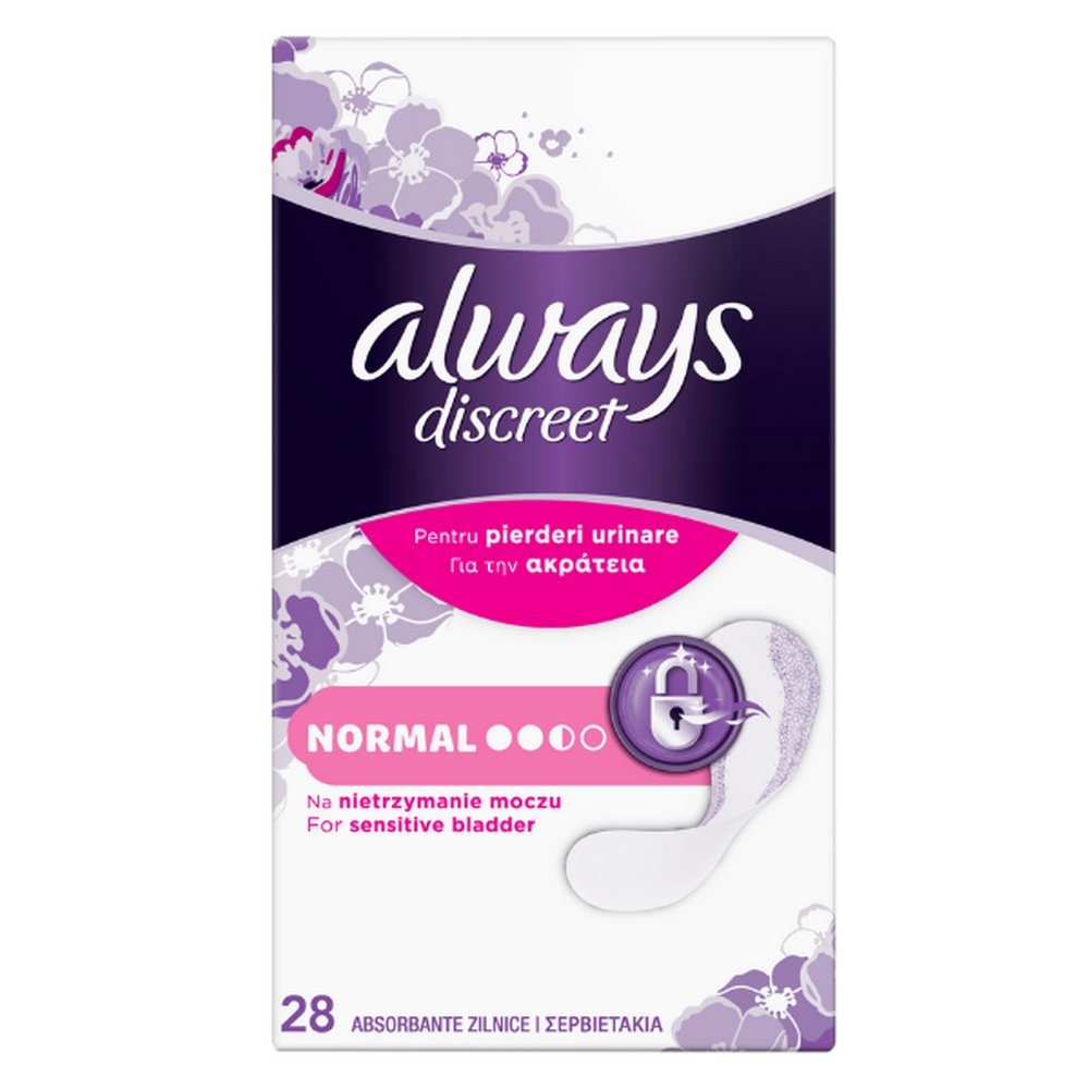 Always Discreet Incontinence Liners Normal Σερβιετάκια για την Ακράτεια, 28τμχ