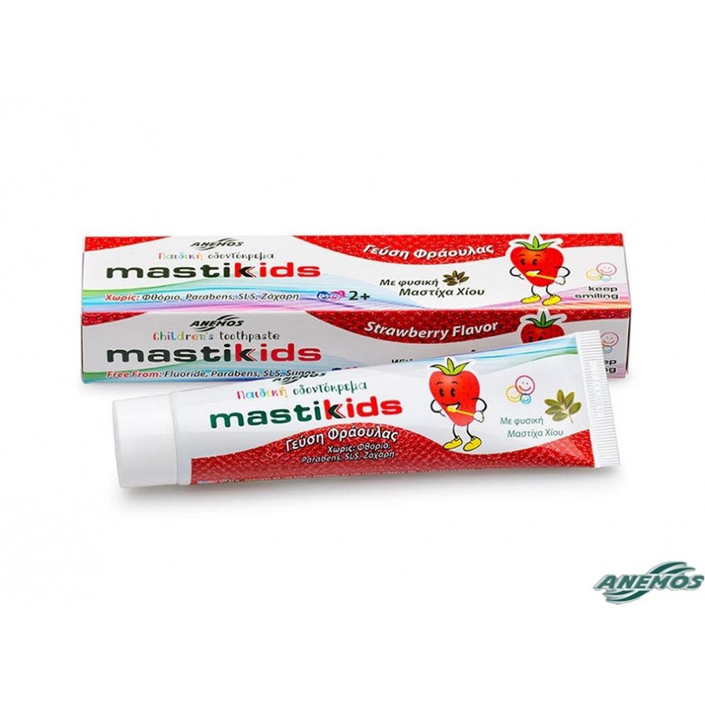 Anemos  Mastic Kids Παιδική Οδοντόκρεμα με Γεύση Μαστίχα Χίου & Φράουλα 2+ετών, 75ml