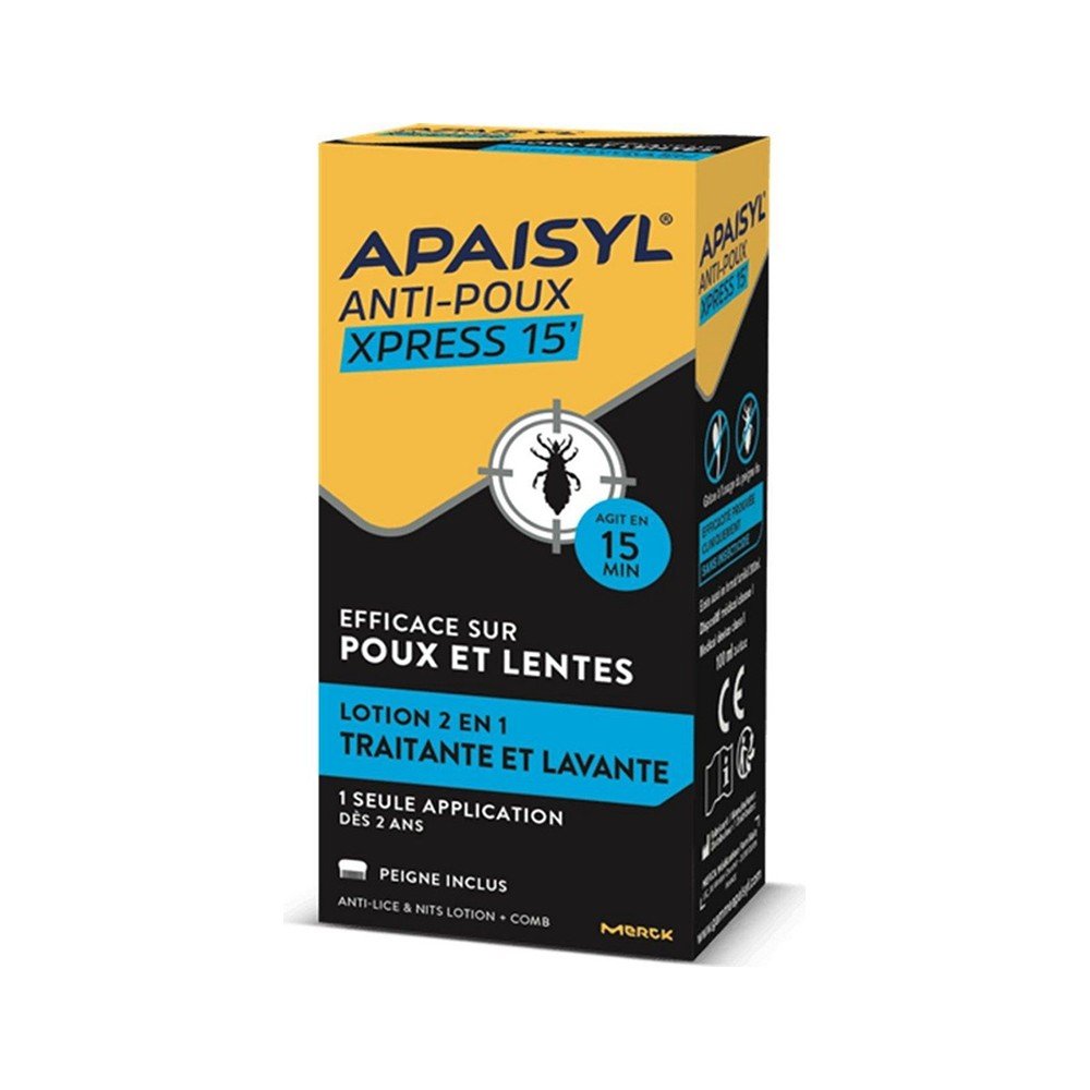 APAISYL Anti-poux xpress 15' αντιφθειρική λοσιόν 2σε1 για ψείρες & κόνιδες 100ml