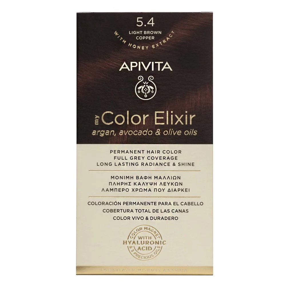 Apivita My Color Elixir Μόνιμη Βαφή Μαλλιών 5.4 Καστανό Ανοιχτό Χάλκινο, 1τμχ 