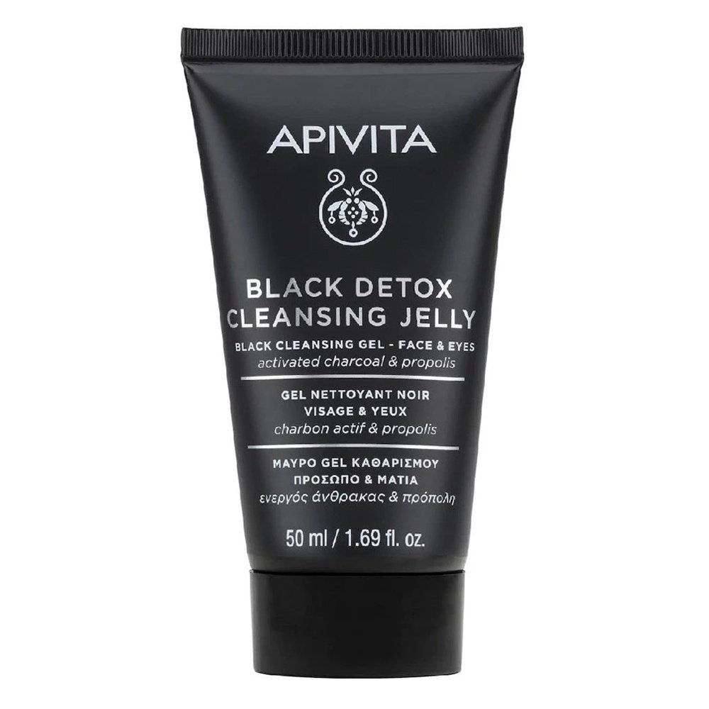 Apivita Black Detox Cleansing Jelly Για Πρόσωπο & Μάτια Mε Ενεργό Άνθρακα & Πρόπολη, 50ml