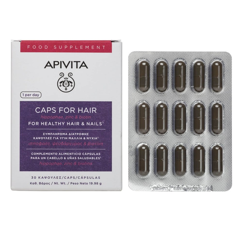 Apivita Caps For Hair Συμπλήρωμα Διατροφής για Υγιή Μαλλιά & Νύχια, 30 κάψουλες