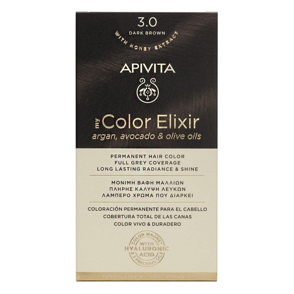 Apivita My Color Elixir Μόνιμη Βαφή Μαλλιών 3.0 Καστανό Σκούρο, 125ml