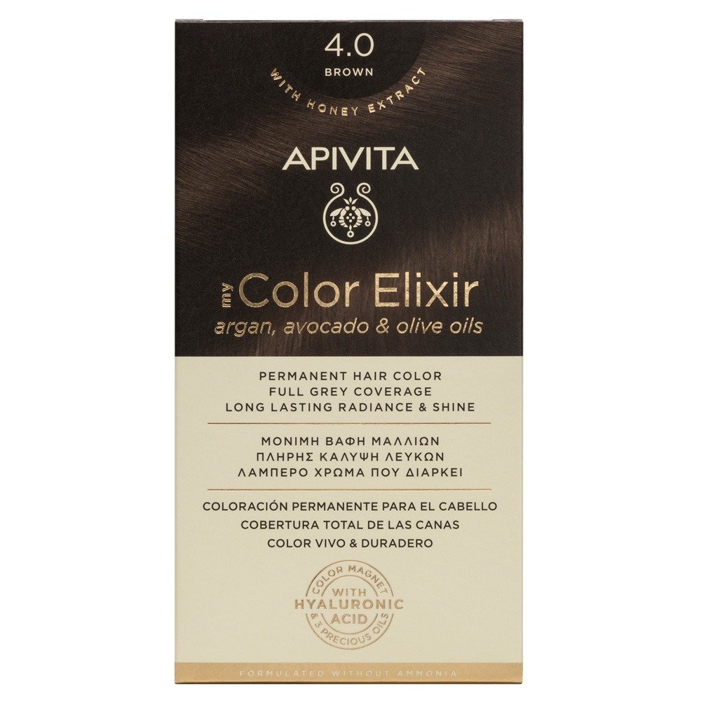 Apivita My Color Elixir Μόνιμη Βαφή Μαλλιών 4.0 Φυσικό Καστανό, 125ml
