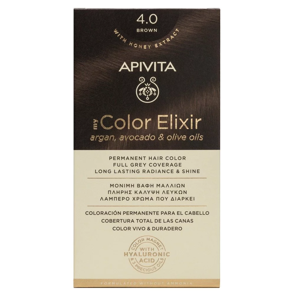 Apivita My Color Elixir Μόνιμη Βαφή Μαλλιών 4.0 Φυσικό Καστανό, 125ml Apivita My Color Elixir Μόνιμη Βαφή Μαλλιών 4.0 Φυσικό Καστανό, 125ml