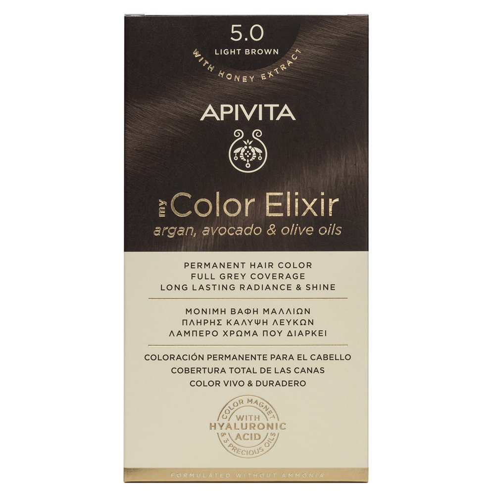 Apivita My Color Elixir Μόνιμη Βαφή Μαλλιών 5.0 Καστανό Ανοιχτό, 125ml