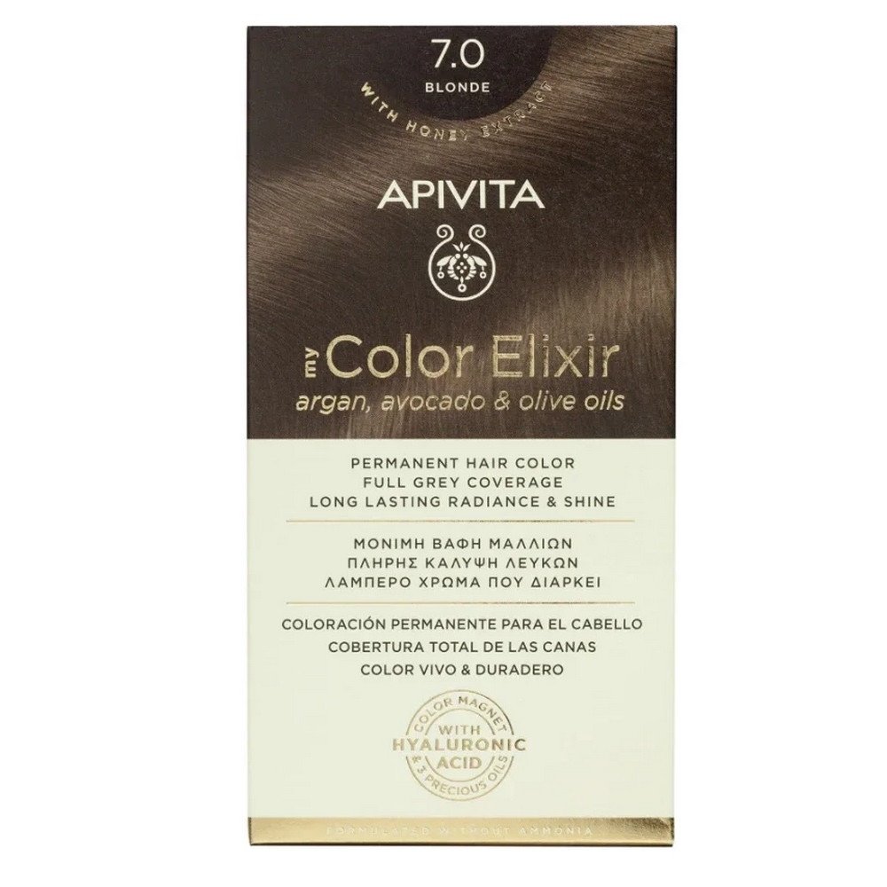 Apivita My Color Elixir Μόνιμη Βαφή Μαλλιών 7.0 Φυσικό Ξανθό, 125ml