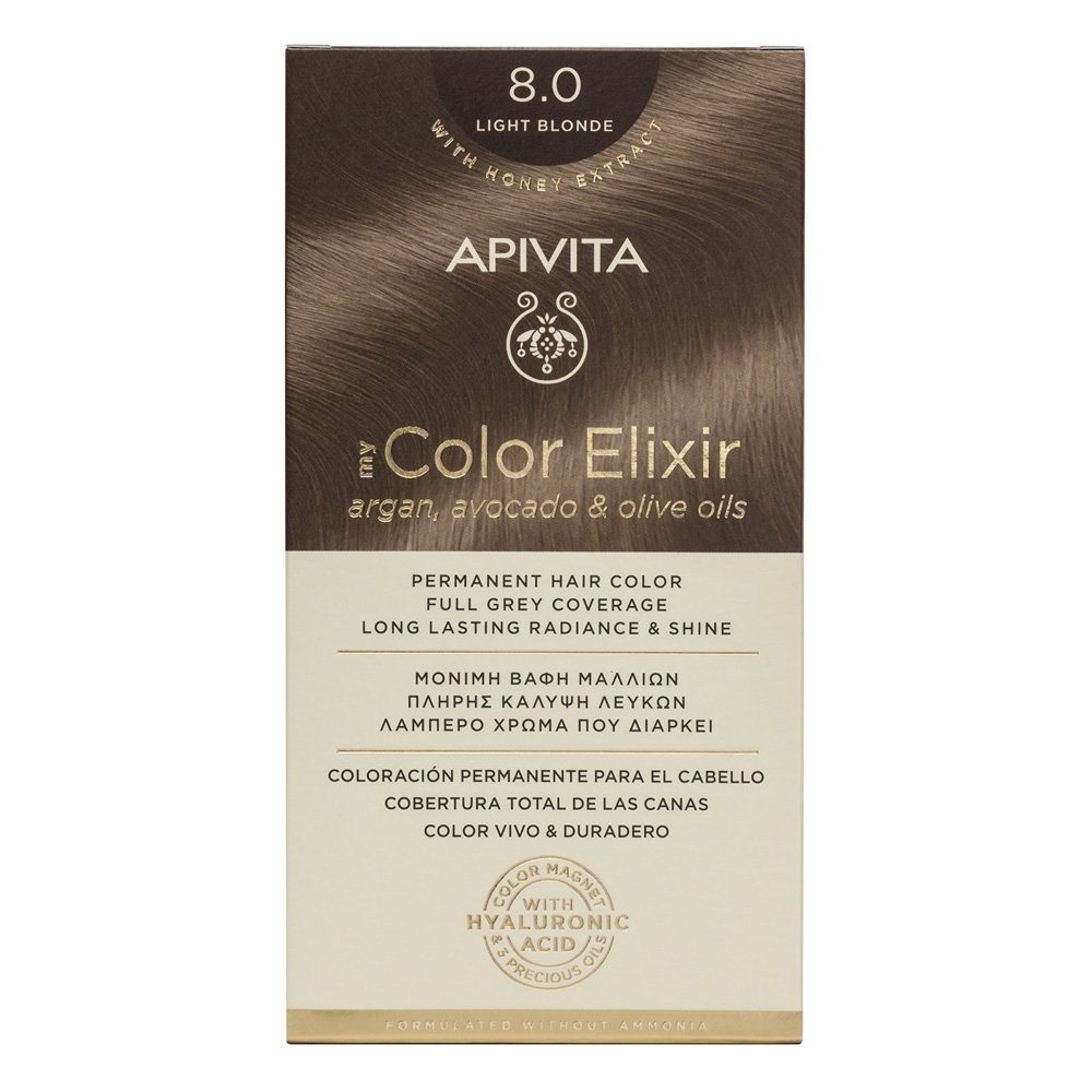 Apivita My Color Elixir Μόνιμη Βαφή Μαλλιών 8.0 Ξανθό Ανοιχτό, 125ml