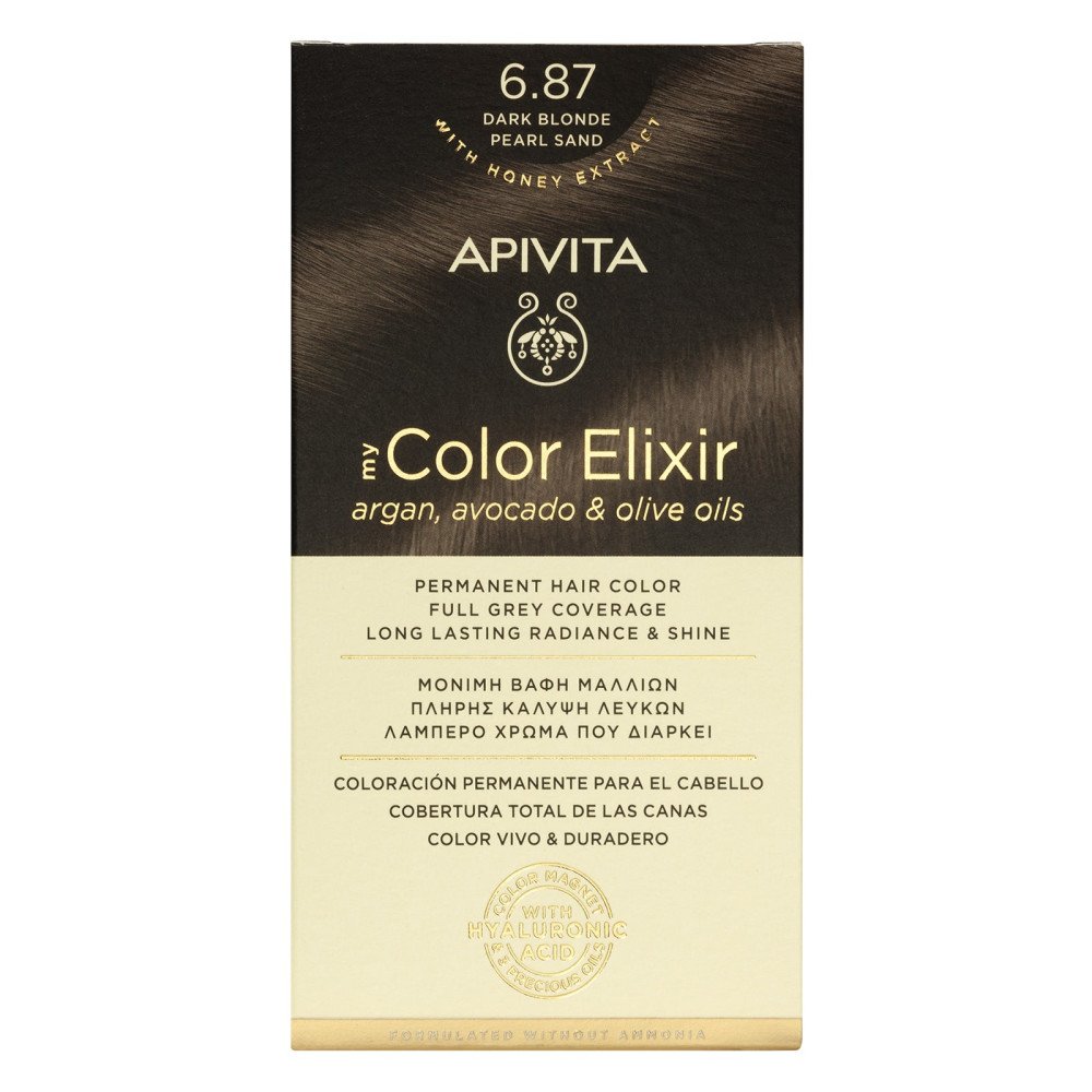 Apivita My Color Elixir Μόνιμη Βαφή Μαλλιών 6.87 Ξανθό Σκούρο Περλέ Μπεζ, 125ml
