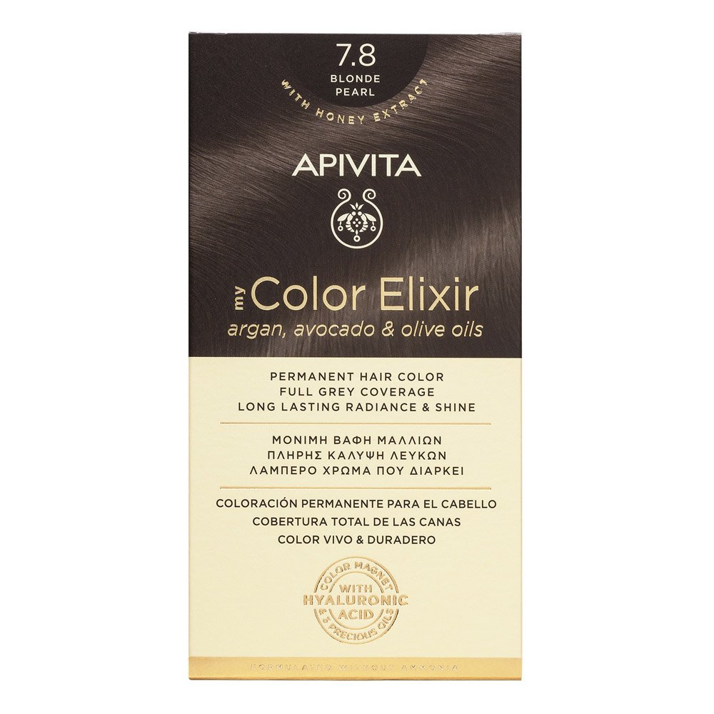 Apivita My Color Elixir Μόνιμη Βαφή Μαλλιών 7.8 Ξανθό Περλέ, 125ml